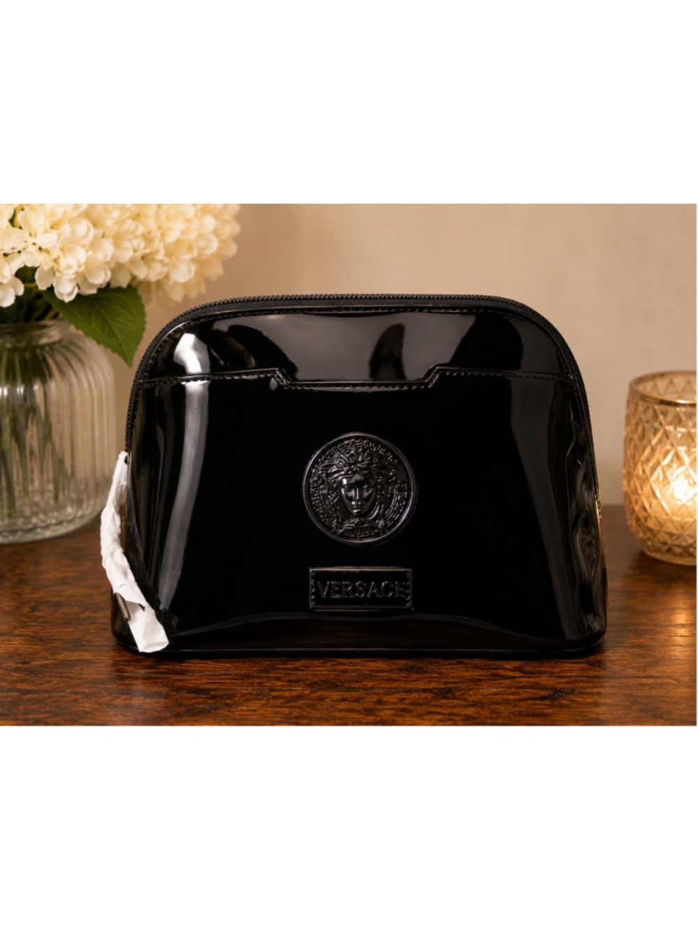 VERSACE Black Patent Leather Clutch Bag